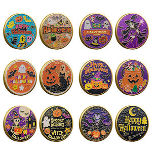库存万圣节铁工艺纪念品纪念币电镀紫外印刷压花彩色幽灵女巫蝙蝠派对装饰 - Product Image 4