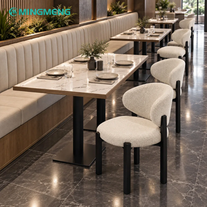 Custom Hospitality Dining Furniture Round Dining Table And <b>Wing</b> <b>Back</b> Dining <b>Chair</b> Set For Hotel Restaurant - Product Image 3