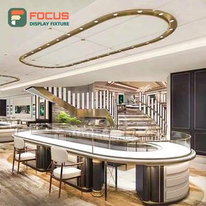 Vitrine de présentation de bijoux en verre de luxe, comptoir en bois, éclairage LED, vitrine de présentation de bijoux moderne de luxe - Product Image 1