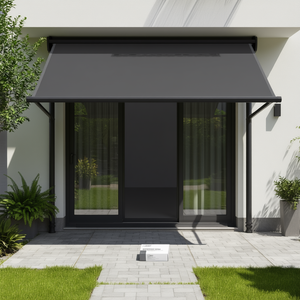 Anthracite Polyester Side Awning 39.4x393.7 In PU Coating For Door <b>Window</b> <b>Screens</b> Minimalist Design Easy Install - Product Image 2