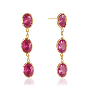 ต่างหูห้อยประดับพู่ประดับเพชรซีกอนสีชมพูรูปไข่จาก J&D Jewelry ชุบทอง 18K ทำจากสแตนเลสสตีลกันน้ำ เครื่องประดับแฟชั่นสำหรับผู้หญิง เหมาะสำหรับเป็นของขวัญ - Product Image 1