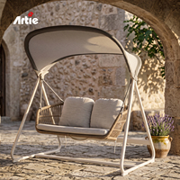 Artie Meubles de balcon extérieur deux places balançoire chaise de jardin moderne en osier balançoire suspendu oeuf chaise avec support en métal