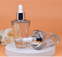 Pipette conique transparente de 1 oz à fond épais coloré de luxe, flacon compte-gouttes en verre Transparent de 30ml