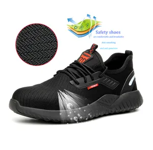 JIANKUN Sapatos de segurança de trabalho masculino em microfibra couro genuíno com anti-esmagamento anti-punctura à prova d'água antiderrapante