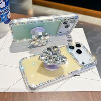 Étui de téléphone en forme de cœur avec bordure en strass scintillant, coque rigide IMD pour iPhone 18 Pro Max pour Samsung S26 ultra