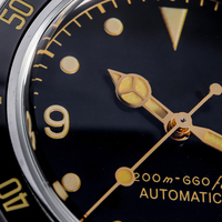 Montre automatique de plongée rétro, saphir, luminescente, revêtement antireflet, lunette en céramique bidirectionnelle, étanche, montre-bracelet pour homme