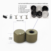 Boutons de commande universels en aluminium JTUNG pour guitare, 6 inserts interchangeables, tiges cannelées 18T/40T, capuchons de potentiomètre moletés pour basse