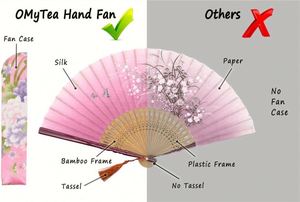 Guansen Flowers Hand Held Fans Bamboo Folding Fans With Fabric Sleeve Gifts Eco-friendly Chinese Vintage Retro Style Fans - Product Image 4