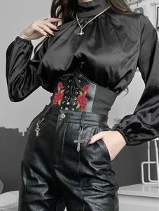 Cinturón ancho para mujer, cinturón de corsé de nailon elástico para mujer, cinturón negro de cuero PU, cinturón de muslo con cordones para el cuerpo delgado, cinturón para mujer - Product Image 6