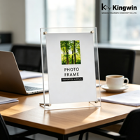 Cadre photo magnétique double face en plastique acrylique transparent, étanche, personnalisé, 4x6, 5x7, 6x9, 2x6, design flottant, vente en gros, approvisionnement en vrac