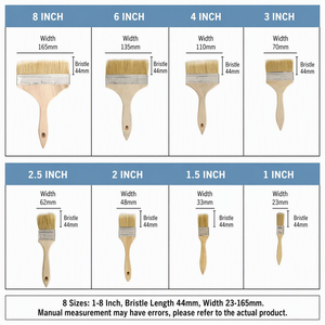 Durable 8 Sizes Paint Brush Set Iron Sheet Wrapped Rivet Reinforced <strong>Interface</strong> No Shedding Streamlined Solid Wood Handle - Product Image 2