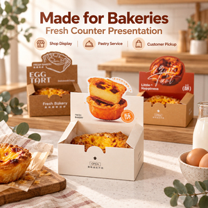 Boîtes jetables anti-graisse en packs de 4, pour tartelettes aux œufs, pâtisseries feuilletées et croissants en forme de fleur - Product Image 3