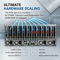 Serveur GPU SuperServer 4U SYS-421GE-TNRT avec double processeur Intel Xeon de 5e génération, 13 emplacements PCIe 5.0, prise en charge de 10 GPU pour l'apprentissage profond (AI) et le calcul haute performance (HPC)