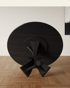 שולחן אוכל מעץ מלא אלגנטי עם לוח רוק עיצוב מלבני מודרני עבור כסא חללים קטנים כלול - Product Image 6