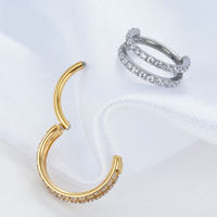 Aro Doble de Titanio F136 G23 con Circonitas, Anillo Sin Costuras para la Nariz, Pendiente de Aro, Joyería de Moda para Piercing, Regalo de Boda