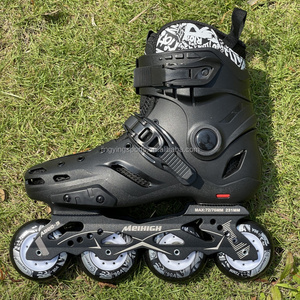 Patins à roues alignées plats professionnels à 4 roues pour adultes et enfants motif de fleurs cadre en alliage d'aluminium patins à roulettes couleur or noir - Product Image 3