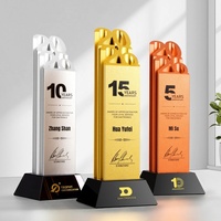 Trophée personnalisé en métal et cristal 2026 avec base noire - Récompense pour anniversaire de 5/10/15 ans, reconnaissance de loyauté des employés