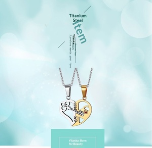 Collier Cœur Assorti pour Couples <span class=keywords><strong>520</strong></span> <span class=keywords><strong>1314</strong></span> Pendentif Gravé en Acier Inoxydable Bijoux Saint-Valentin pour Amoureux - Product Image 5