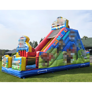 Château gonflable commercial portable pour enfants, avec toboggan et aire de jeux, thème chien, avec souffleur - Product Image 2