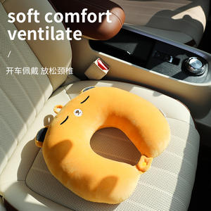 หมอนรองคอรูปตัวยู ทำจากเมมโมรี่โฟม สำหรับรองรับหลัง ใช้ได้กับรถยนต์และเก้าอี้สำนักงาน - Product Image 4