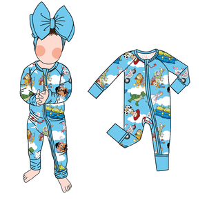 Оптовый заказ: Детский комбинезон-ромпер с двусторонней молнией, принтом, из бамбука, дышащий, моющийся, для новорожденных и детей - Product Image 1