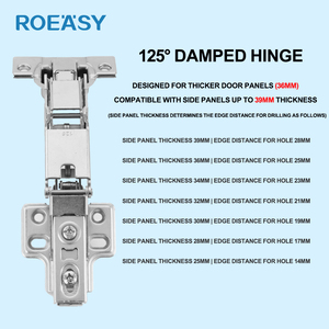 ROEASY 16-36MM Bisagra de puerta gruesa Cierre suave Oculto Hidráulico Plegable Clip-on Grado 125 Bisagra especial para gabinete de muebles - Product Image 3