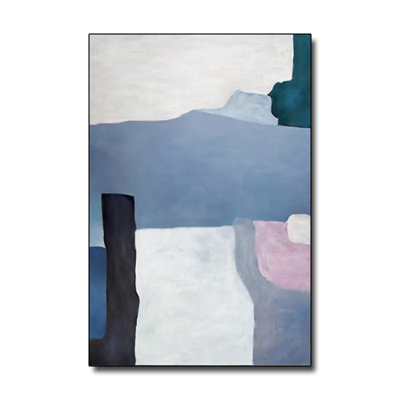 Tóm tắt hiện đại vải tường nghệ thuật màu xanh hình học con số sơn dầu làm bằng tay nghệ thuật