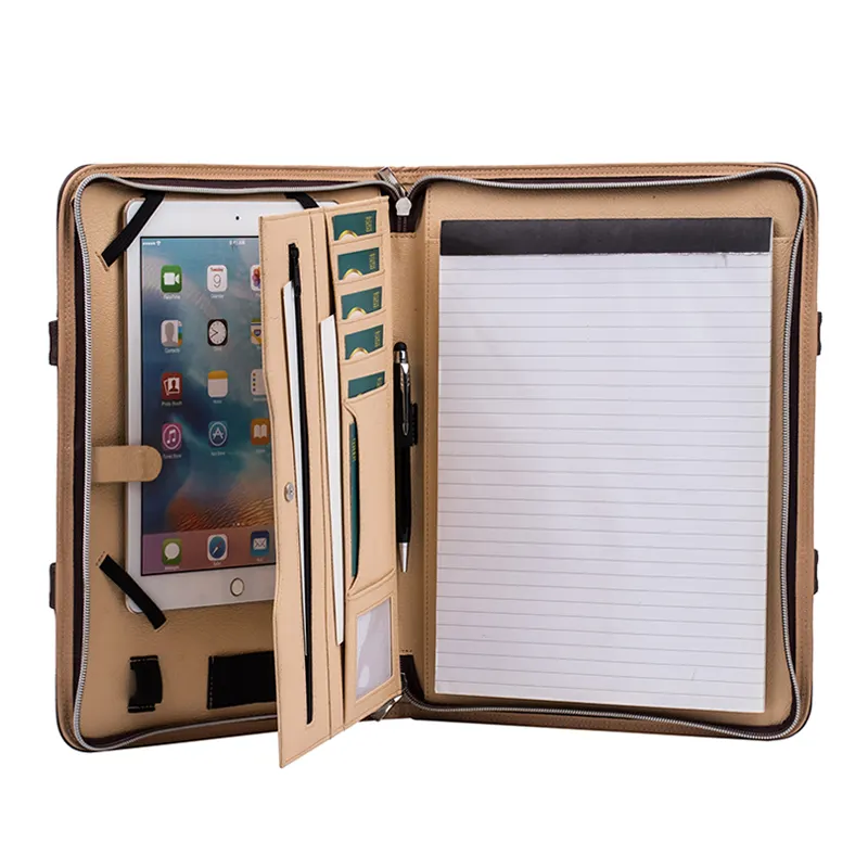 New Black Sleeve 10.1 Inch Tablet Notepad Professional Resume Clipboard Padfolio With Secure Zippered Closure