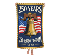 Serviette de plage personnalisée avec logo, motif drapeau USA 250e anniversaire de l'indépendance 1776-2026, sans sable