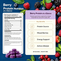 Gummies Protéinés aux Baies Mixtes – Formule de Soutien Quotidien au Bien-être – 60 Unités 180g – Vente en Gros – Marque Privée OEM