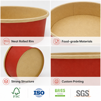 Bol en papier kraft jetable personnalisé de 1000 ml, 200 mm, 300 g/m², de qualité alimentaire, pour salade, avec logo personnalisé pour la vente à emporter