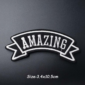 Toppa ricamata in tessuto bianco e nero Applique da stiro abbigliamento forniture per cucire distintivi decorativi <span class=keywords><strong>toppe</strong></span> per abbigliamento - Product Image 5
