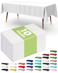 Set di 10 Tovaglie in Plastica, 54 X 108 Pollici, Tovaglie Usa e Getta per Feste, Picnic e Matrimoni, Rettangolari, Bianche - Product Image 1