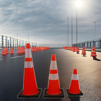 Cône de signalisation routière réfléchissant en PVC durable, 12-36 pouces, orange de sécurité, réflecteur de qualité ingénierie, sécurité routière LED, protection IP68