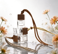 Diffuseur de parfum pour voiture en verre sérigraphié de forme unique, 5 ml, avec bouchon métallique pour l'application de parfum