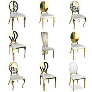 Chaise de salle à manger d'hôtel Chaise de salle à manger en cuir de salon en acier inoxydable doré moderne de luxe Chaise De Comedor De Cuero - Product Image 6