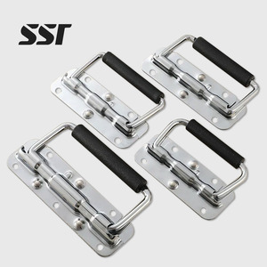 Stainless Steel Folding Handle Modern Kitchen Cabinet Wardrobe Dresser Drawer Handles Pull Flush Lift Ring Heavy <b>Door</b> <b>Spring</b> - Product Image 1