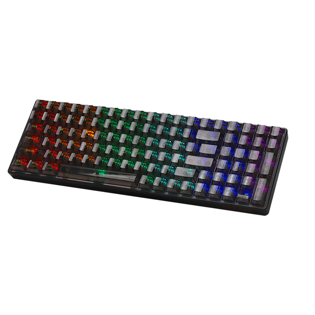 OEM Service Tri-Mode 100-Key Mechanical Keyboard: Kailh Sea Blue Switches, Transparent RGB Keycaps, for PC/Mac Gaming & Office