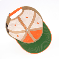Topi Trucker 6 Panel Custom Tanpa Struktur, Bahan Katun Twill, Bordir Aplikasi, Pinggiran Super Melengkung, Bagian Belakang Berjaring untuk Luar Ruangan
