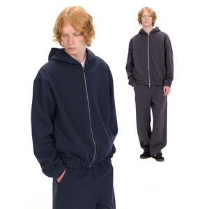 Fabricant de streetwear – Sweat à capuche oversize épais 500 g/m² imprimé, vierge, avec logo personnalisé, double fermeture éclair, polyester/coton, pour l'automne - Product Image 5