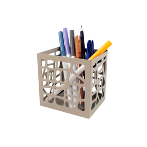 Geometric Metal Pen Holder Modern Iron Desktop Stationery Organizer Multi-functional Pencil Cup for Office School <b>Desk</b> - Product Image 1