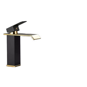 Grifo de Cascada de Acero Inoxidable Estilo Europeo <span class=keywords><strong>NES</strong></span>-KN97, Acabado Negro Dorado, Grifo de Lavabo con Agua Fría y Caliente - Product Image 4