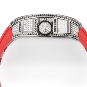 Luxury Diamond Bezel Tonneau Watch 3D Koi Fish Dial with <b>Red</b> Rubber Strap - Product Image 6
