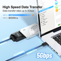 Adaptador SATA a USB 3.0 transfronterizo con fuente de alimentación de 12 V 2 A, cable de transferencia de velocidad 5G para dis