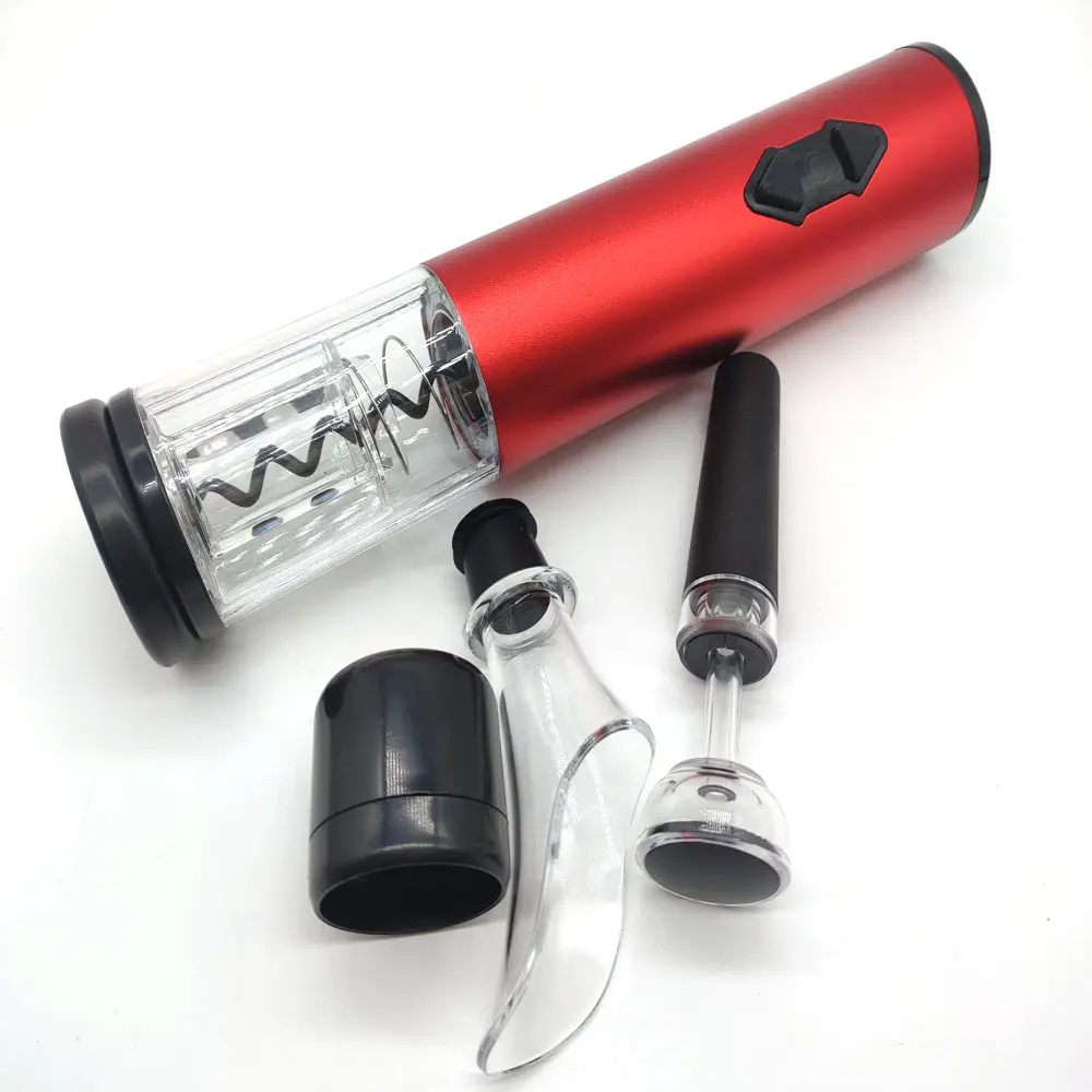 customize logo Wine Corkscrew aluminum Bottle Opener Electronic Automatic wine corkscrew stopper set and bottle opener