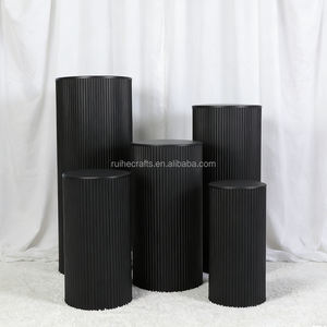 Décoration <span class=keywords><strong>de</strong></span> fête prénuptiale, prix bas, lot <span class=keywords><strong>de</strong></span> 3 supports à gâteau ronds en métal à nervures blanches et noires - Product Image 2