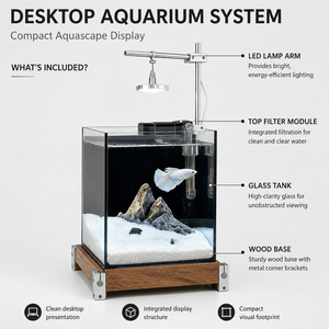 Acuario de escritorio para betta con filtro colgante de 4W y soporte de lámpara ajustable, pecera nano - Product Image 2