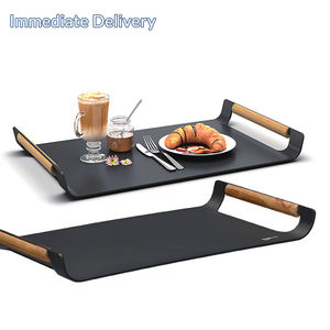 Sigarten, bandeja de <span class=keywords><strong>desayuno</strong></span> grande rectangular blanca moderna con asas de Metal para mesa de centro decorativa para interiores/exteriores - Product Image 1