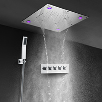 Ensemble de douche portable multifonction moderne de 24 pouces, salle de bain carrée chromée, douche de pluie murale