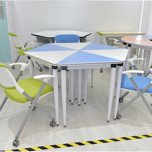 Conjunto <span class=keywords><strong>de</strong></span> Mesa y Silla Escolar Hexagonal en Forma <span class=keywords><strong>de</strong></span> Abanico para Primaria y <span class=keywords><strong>Secundaria</strong></span>, Mesa <span class=keywords><strong>de</strong></span> Lectura y Entrenamiento, Mesa <span class=keywords><strong>de</strong></span> Asesoramiento Psicológico - Product Image 3
